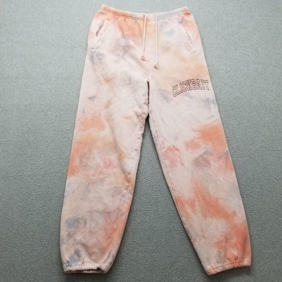 Clickbait Pants Womens Medium‎ Tie Dye Pockets Spell Out Logo Jogger - Picture 1 of 9